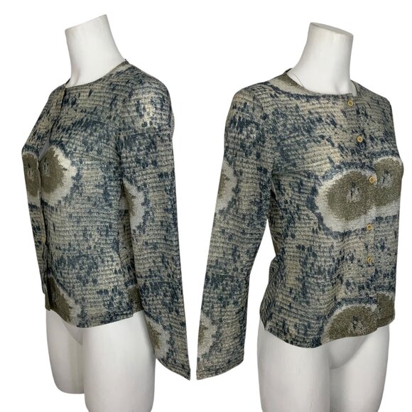 Future Ozbek Cardigan Sweater 42 US/8 Long Sleeve Button Front Shiny Knit Italy - Picture 3 of 12